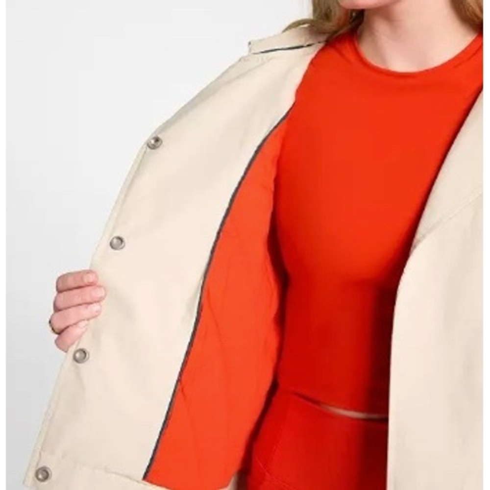 CALIA Crop Trench Jacket Womens XL Khaki Sand Hooded Water Repellent NEW - Picture 4 of 12